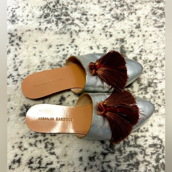 Loeffler Randall Winnie tassel metallic leather mules - Picture 3 of 6